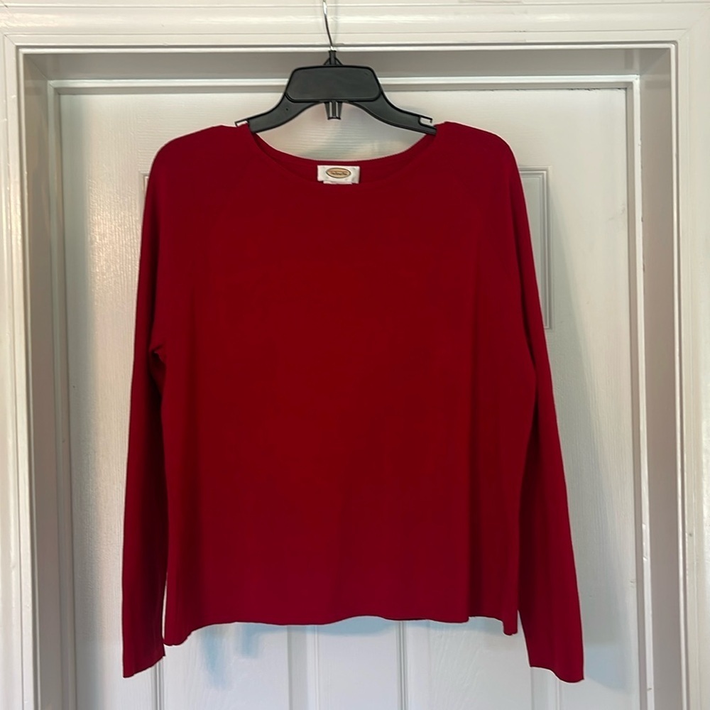 Talbots - red rayon blend pull over long sleeve knit - size XL